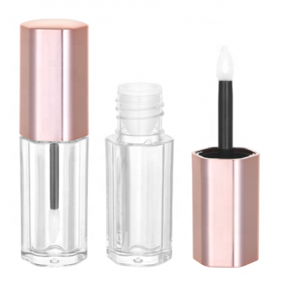 LP011 Hot new products clear hexagon empty lip gloss tube container, liquid lipstick tube with brush